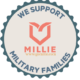 A badge that says we support military families.