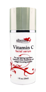 A bottle of vitamin c facial serum.